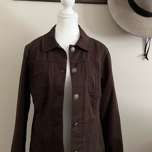 Chico’s Brown Embroidered Rhinestone Jacket Size S - Picture 8 of 11